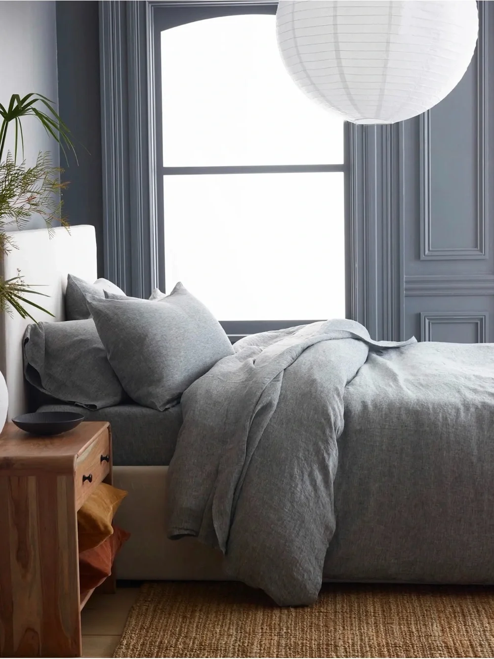 Quince NWOT European Linen Duvet Cover In Charcoal Chambray Full/Queen 1187